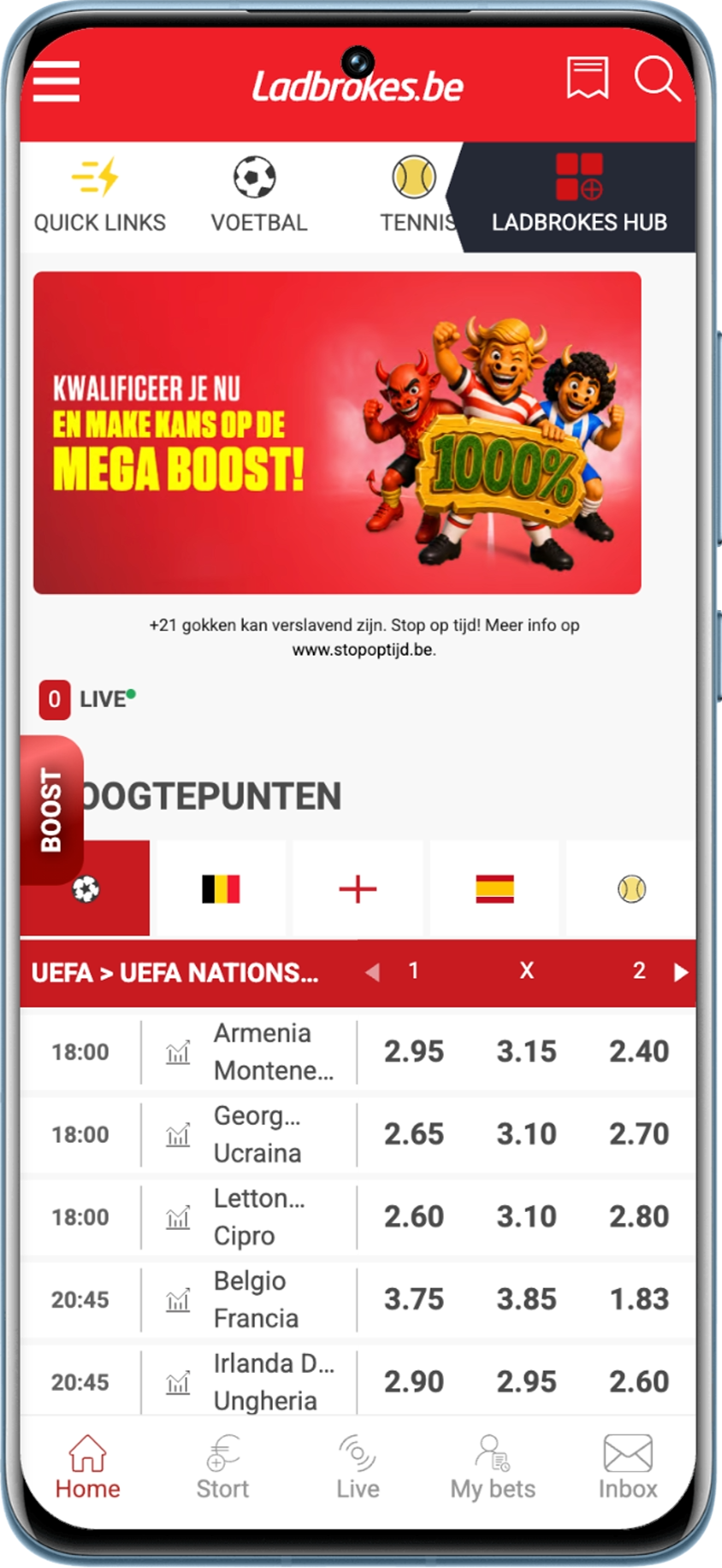 Ladbrokes springt er bij de beste bookmakers in België uit met zijn voetbalodds