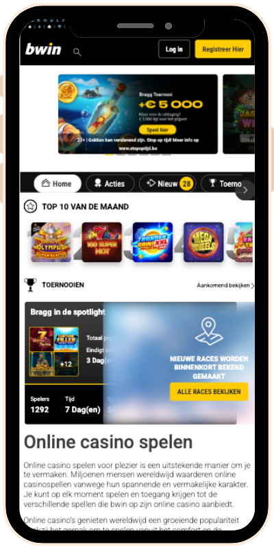 Bwin biedt ook casinospellen aan in België