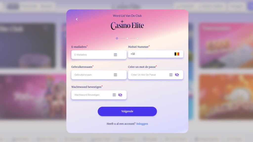 Hoe registreer je je bij Casino Elite met de promotiecode?