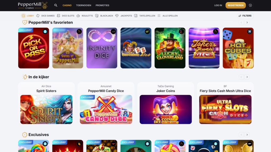 Geniet van de online casinospellen van Peppermill