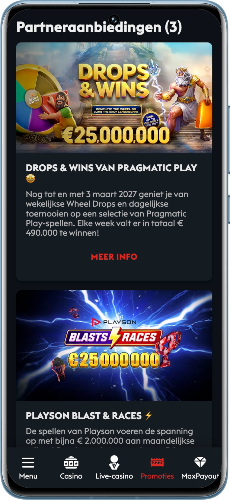 Aanwezige partneraanbiedingen op Casino777 op 8 oktober