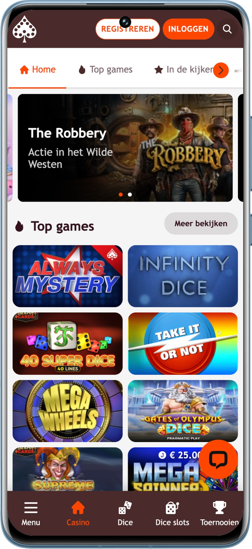 Mobiele homepage van Carousel Casino