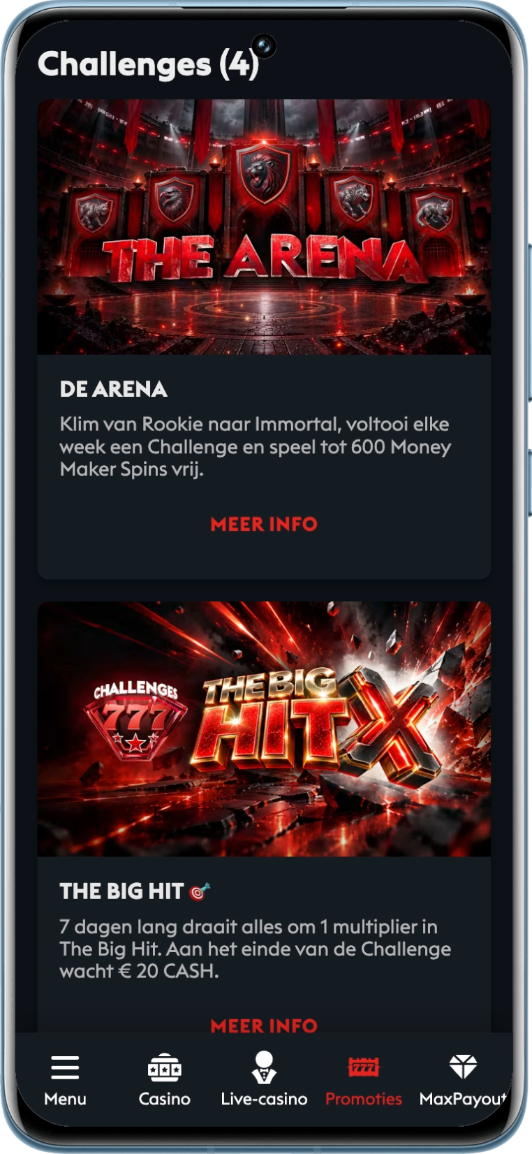 Lopende challenges op 8 oktober op Casino777 in België