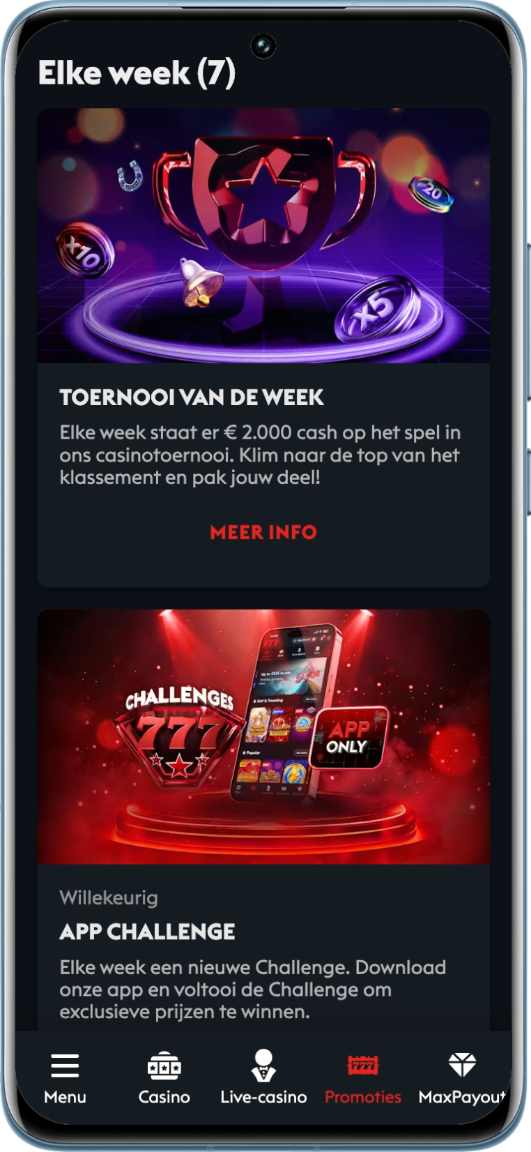 Wekelijkse promoties die op dit moment door Casino777 worden aangeboden