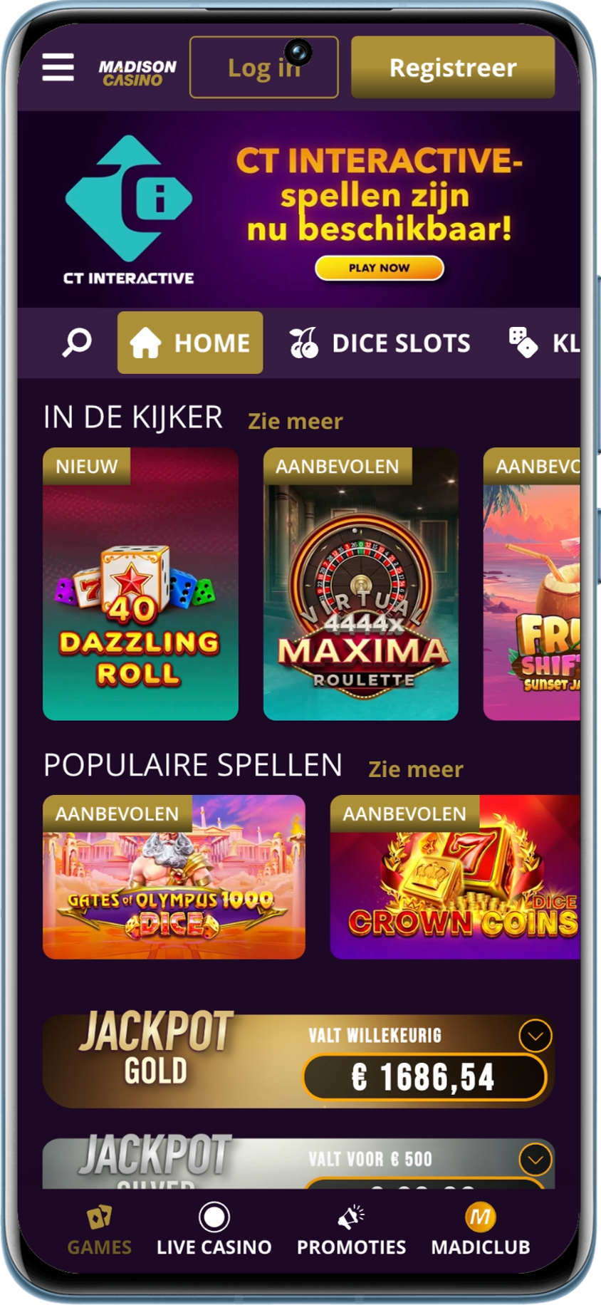 Madison biedt een legaal casino aan in België
