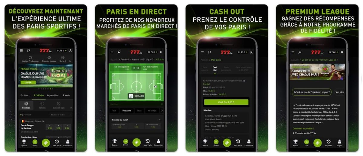 Fonctionnalités app bet777