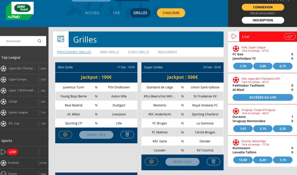 Les grilles foot Eurotiercé