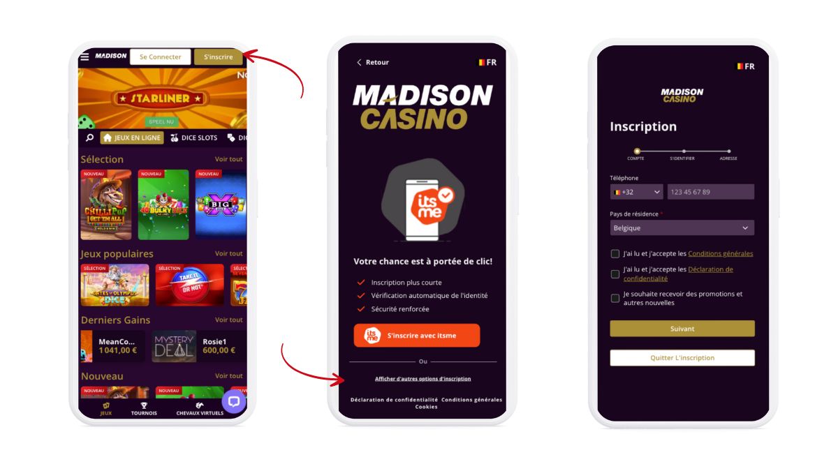 S'inscrire avec le code promo Madison