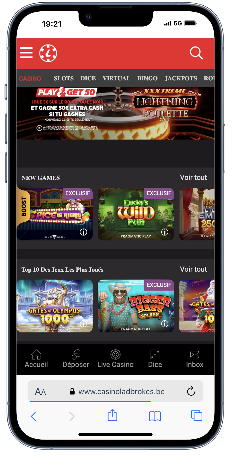 Le site internet du casino belge Ladbrokes