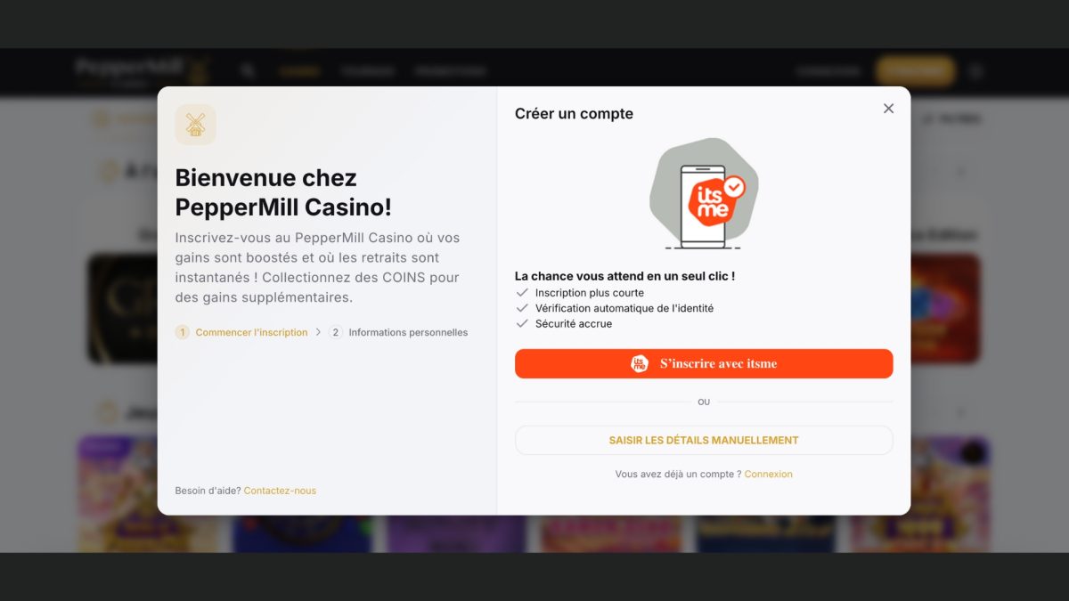 Analyse de la procédure d'inscription sur Peppermill