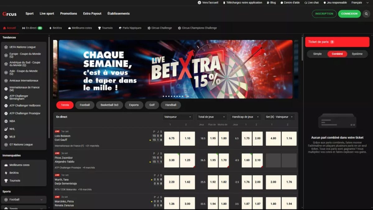 Jouez aux paris sportifs sur Circus Belgique