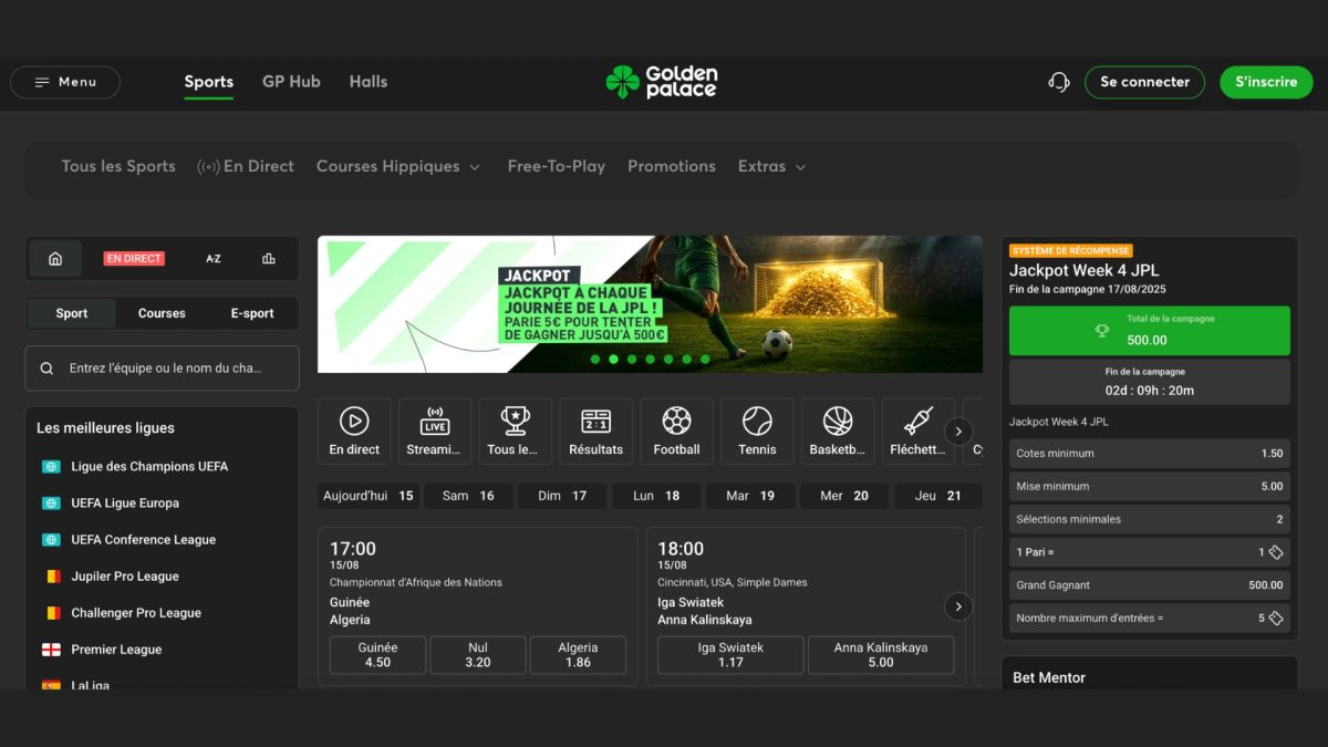 Faites vos paris sur le site blege Golden Palace