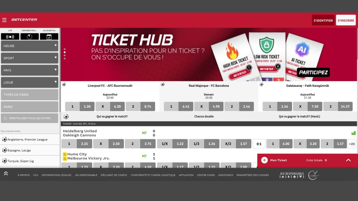 Pariez sur le site de Betcenter