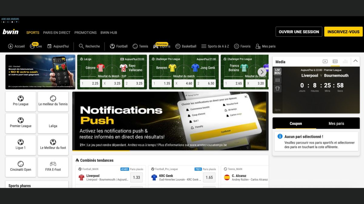 Jouez vos cotes sur l'un des meilleurs sites de paris sportifs : Bwin