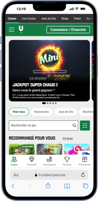 Unibet Casino est disponible en Belgique