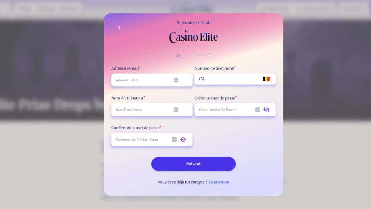 Inscription Casino Elite