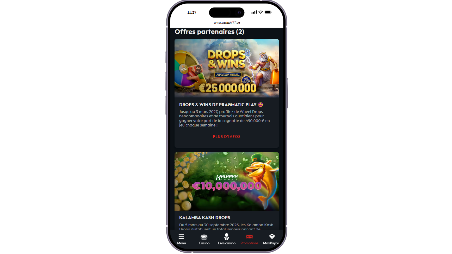 Les offres des partenaires de casino777