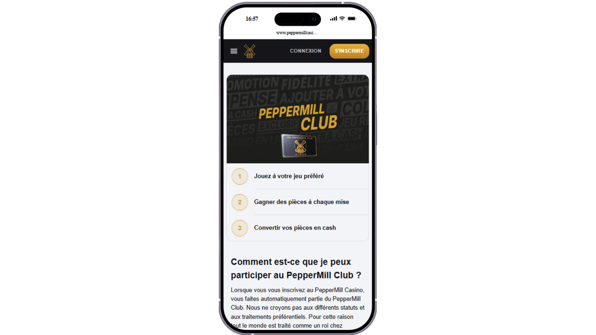 Des bonus avec le programme de fidélité Peppermill Club
