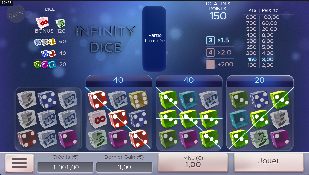 Infinity Dice sur PepperMill Casino