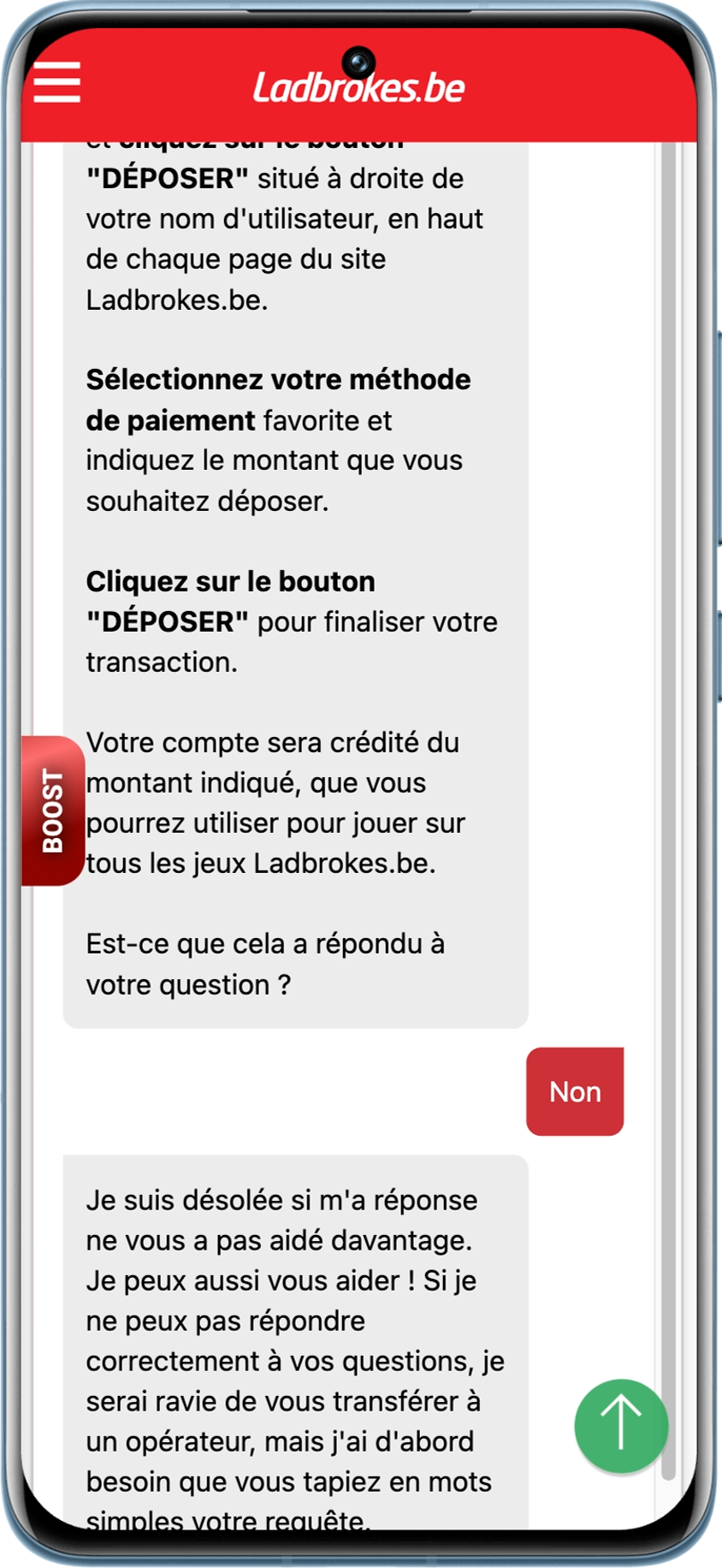 Conversation avec le chat en direct passant par un bot avant un humain