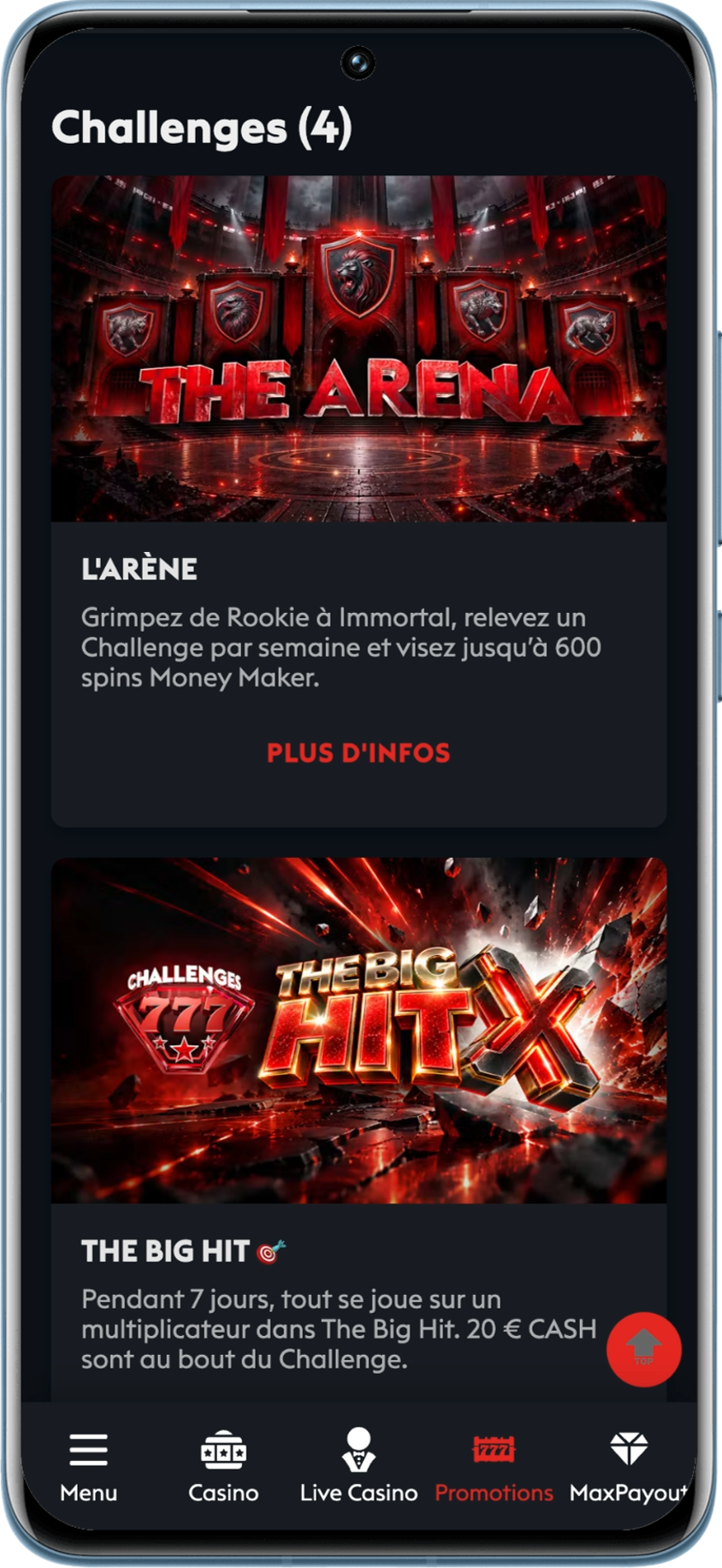 Challenges en cours le 8 octobre sur le Casino777 en Belgique