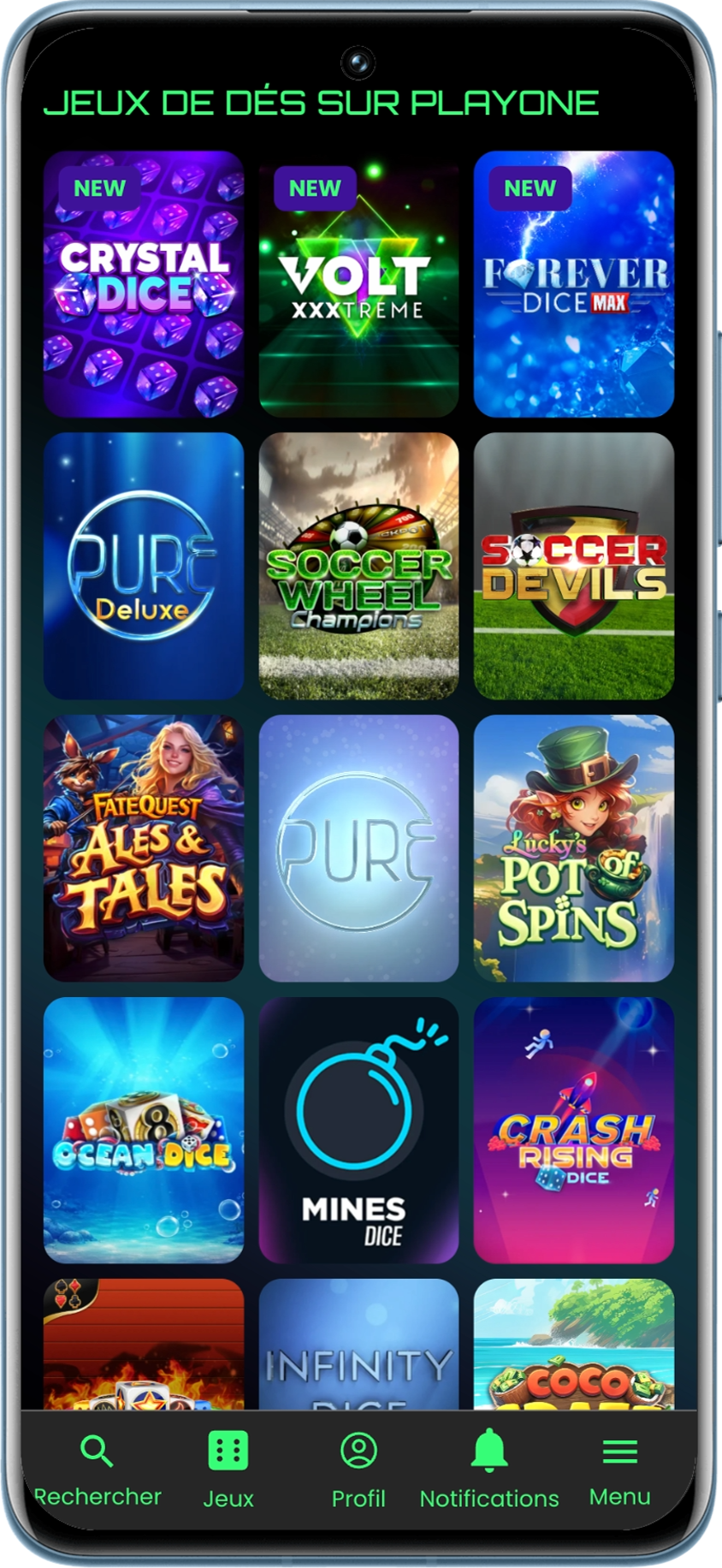 Jeux de dés jouables sur le site de casino en ligne PlayOne en Belgique