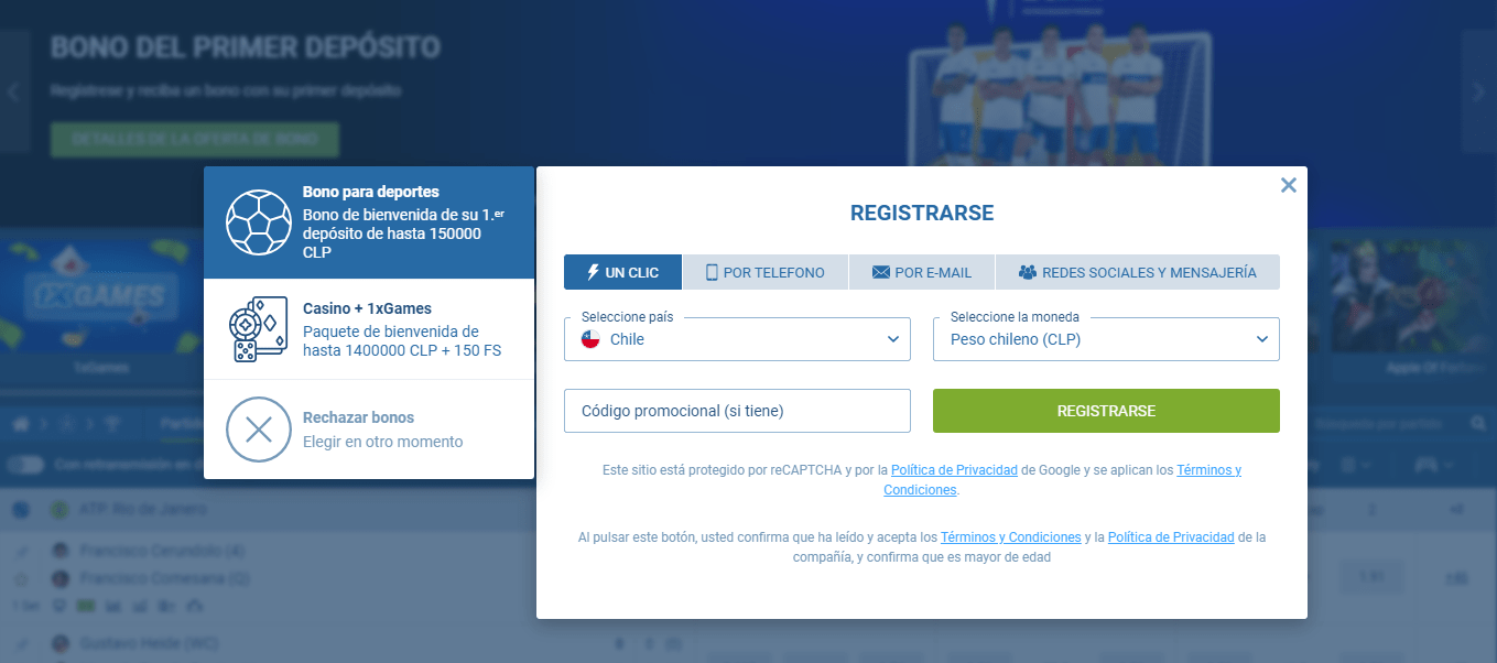 1xbert chile registro