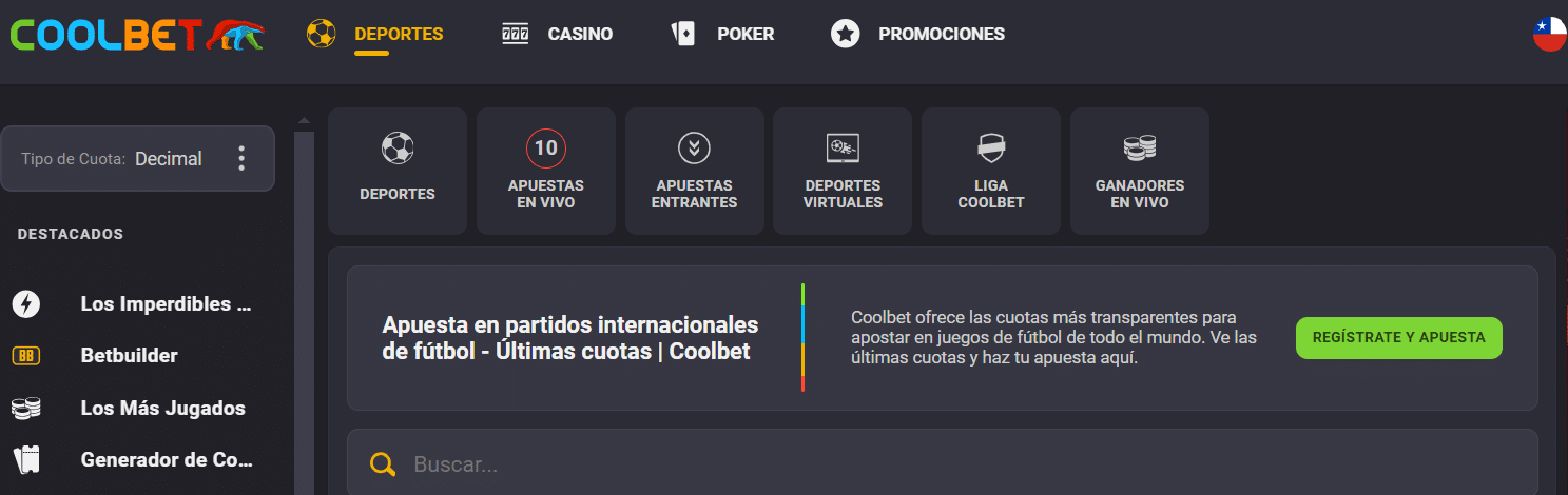 Coolbet Casino grensesnitt