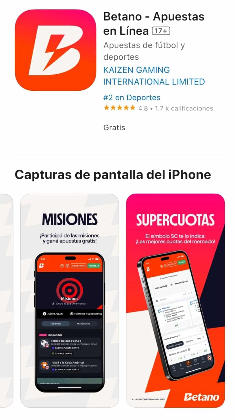 Interfaz de aplicación de casino móvil similar a JugaBet