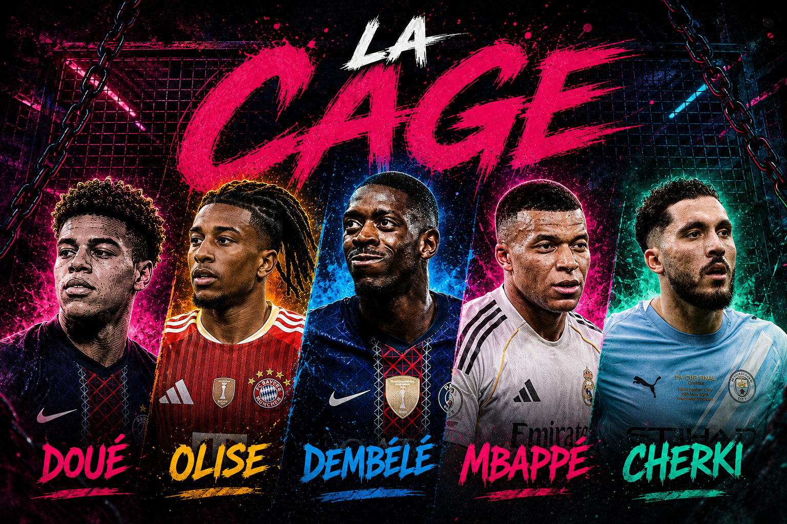 La France en force dans le revival de La Cage : Mbappé, Dembélé, Cherki, Doué et Olise prêts à enflammer le tournoi