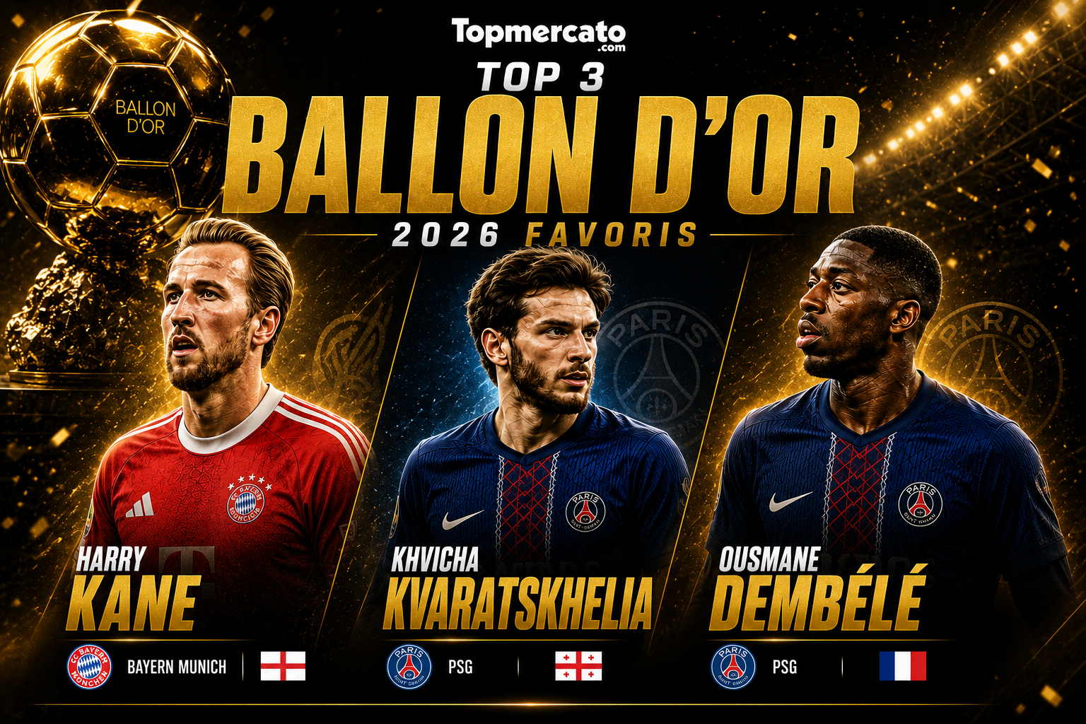 Le Top 12 des favoris du Ballon d'Or 2026