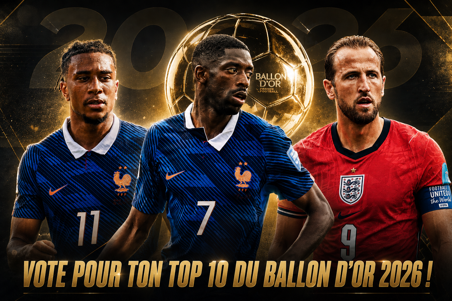 Ballon d'Or 2026 : vote pour ton Top 10 avec Olise, Dembélé et Kane en favoris