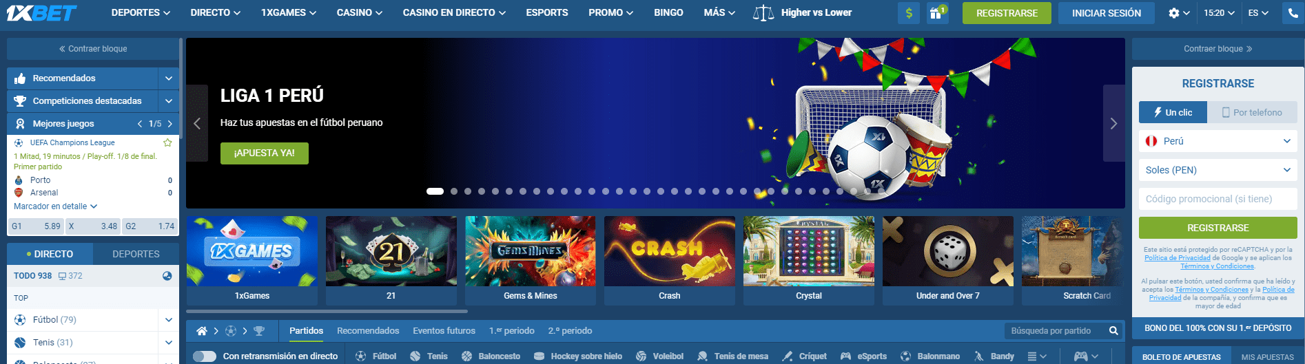 1xbet peru