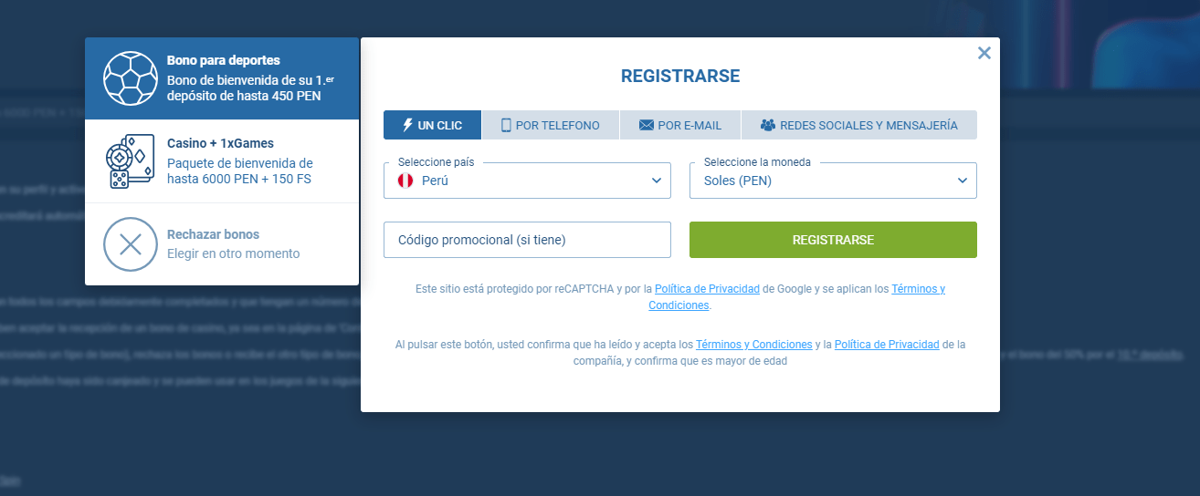 codigo promocional 1xbet peru