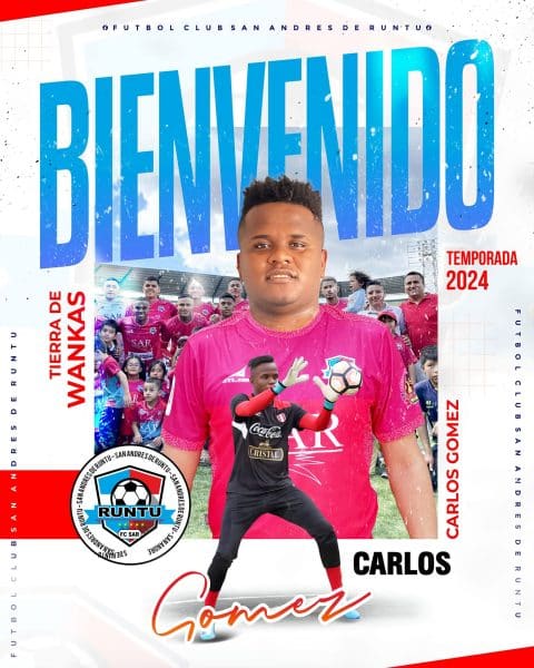 Carlos Gómez fue anunciado cómo nuevo arquero de San Andrés de Runtu. Foto: San Andrés de Runtu