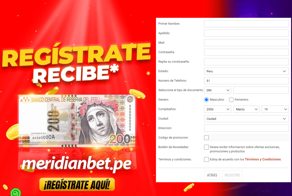 Meridianbet Perú registro