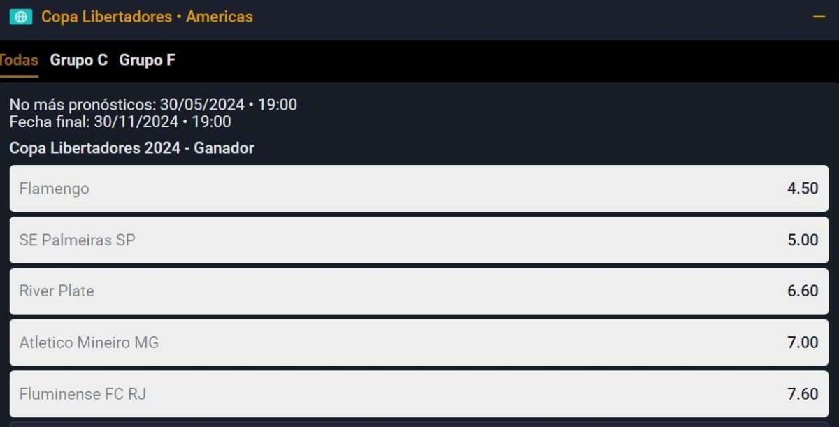 doradobet cuotas copa libertadores