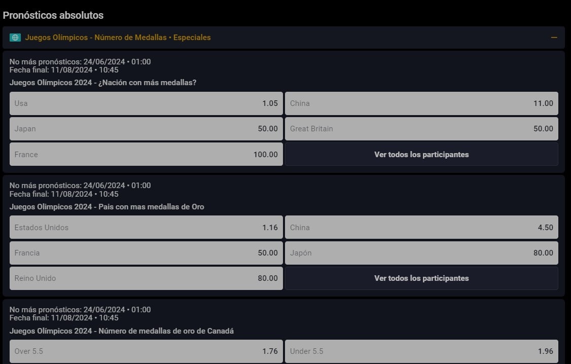 cuotas juegos olimpicos